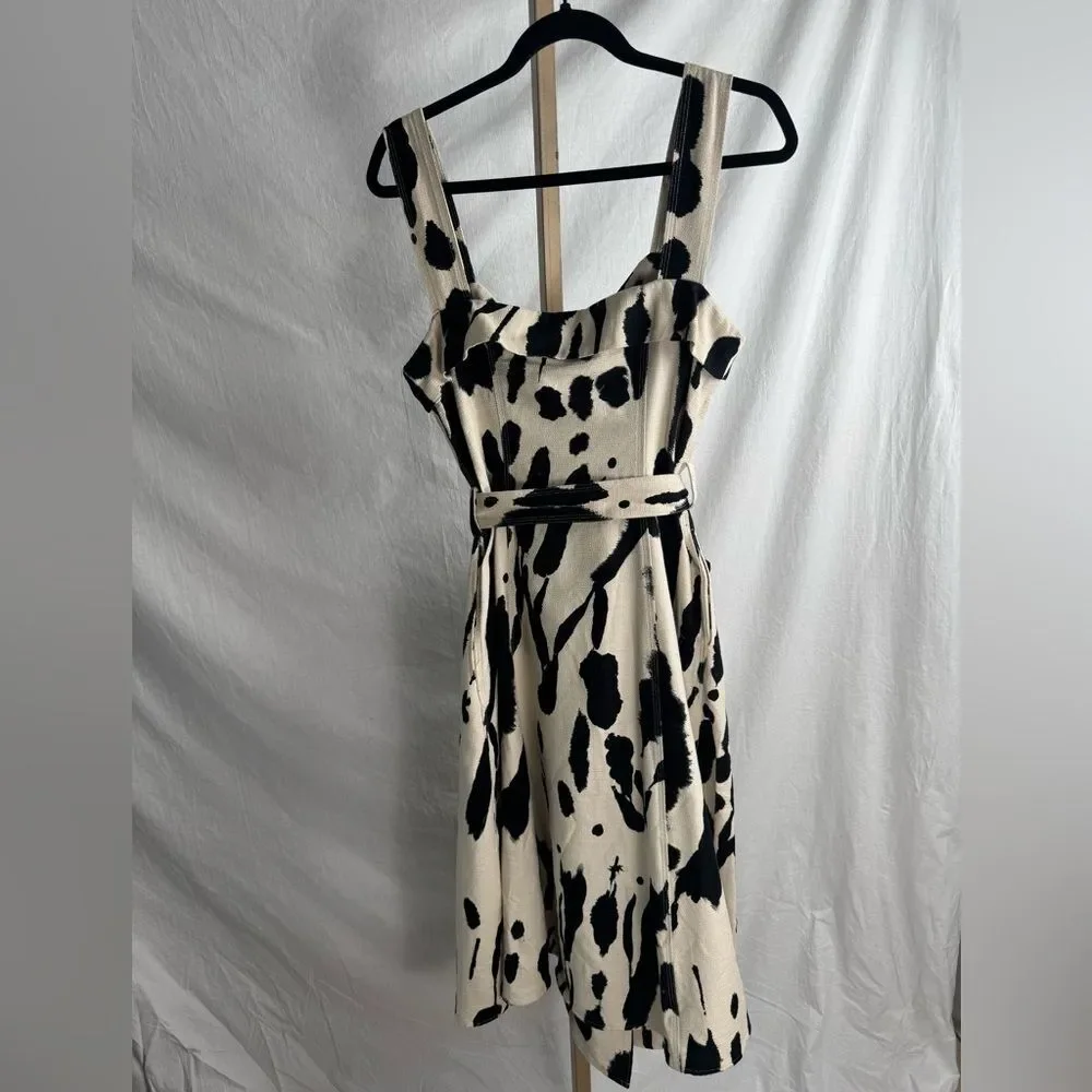 Stine Goya Gina‎ Dress Estimated Size Medium Tie Dye Day Midi Dress Beige Black